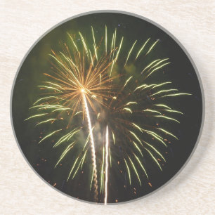 Grönt och Guld Fireworks Helgdag Firande Underlägg