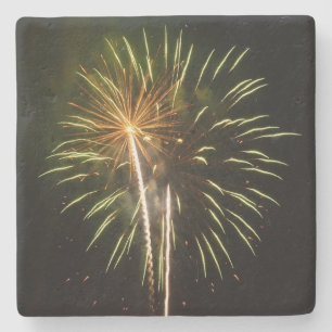 Grönt och Guld Fireworks Helgdag Firande Underlägg Sten