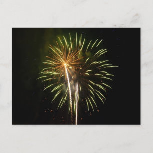 Grönt och Guld Fireworks Helgdag Firande Vykort