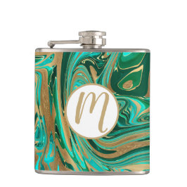 Grönt och Guld flytande marmor Fickplunta