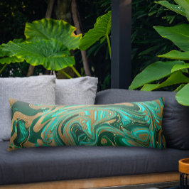 Grönt och Guld flytande marmor Kroppskudde
