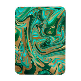 Grönt och Guld flytande marmor Magnet
