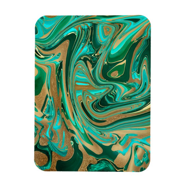 Grönt och Guld flytande marmor Magnet (Vertikal)