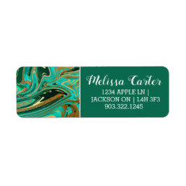 Grönt och Guld flytande marmor Returadress Etikett