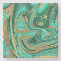 Grönt och Guld flytande marmor