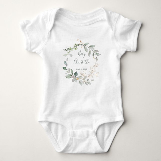 Grönt och Guld Foliage Baby Shirt T Shirt (Framsida)