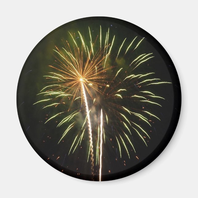 Grönt och guld fyrverkerier firande av högtid magnet (Framsidan)
