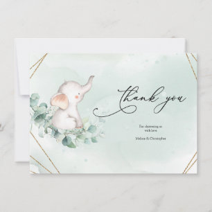 Grönt och Guld Geometric Ram Baby Shower Tack Kort