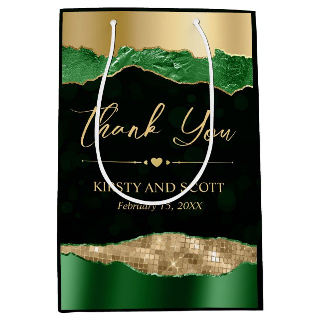 Grönt och Guld Glam Tårar Bokeh Bröllop (Framsidan)