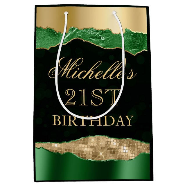 Grönt och Guld Glam Tårar Bokeh Födelsedagsfest (Framsidan)