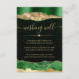 Grönt och Guld Glam Tårar Bröllop Wishing well Tilläggskort