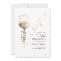 Grönt och guld glitter ballong Oh Baby Shower