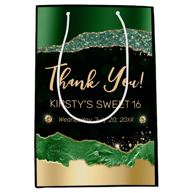 Grönt och Guld Glitter Glam Tårar Sweet sixteen (Framsidan)