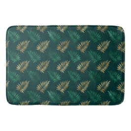Grönt och Guld Glitter om tropiska Löv Badrumsmatta