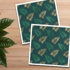 Grönt och Guld Glitter om tropiska Löv Pappersservett