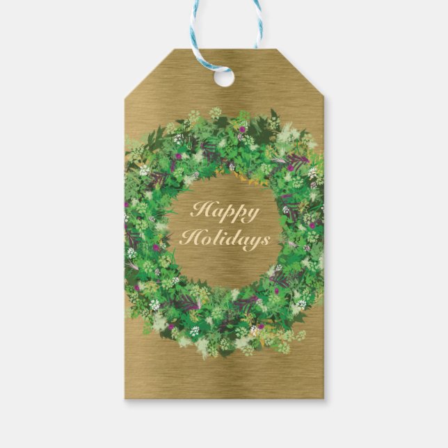 Grönt och Guld Helgdag Presentetikett (Framsidan)