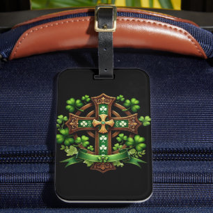 GRÖNT och GULD IRISH CELTIC KOR & ROSETT BAND Bagagebricka