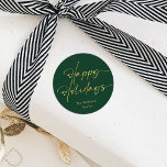 Grönt och Guld jul Runt Klistermärke<br><div class="desc">Det här är ett enkelt helgdag-klistermärke som använder ett handskrivet skript i elegant i guld och festive mörk grönt. Det skulle vara om någon i kostym tittar för att ge in förnödenheter som är både moderna, minimala i stil och contemporary. Kontakta designern om du vill ha frågor om den här...</div>