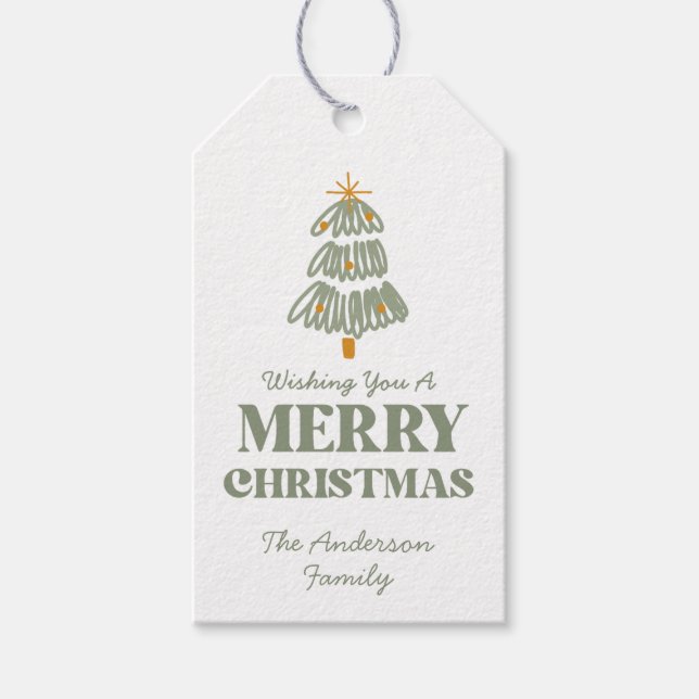 Grönt och Guld Julfest jul Presentetikett (Framsidan)