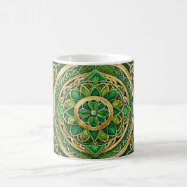 Grönt och Guld keltiska knop och stiliserade blomm Kaffemugg