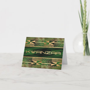 Grönt och Guld Kente Skriv ut Lycklig Kwanzaa Kort