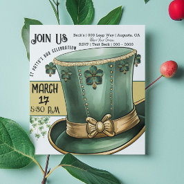 Grönt och guld Leprechaun topp hatt St Paddy's Day Inbjudningar