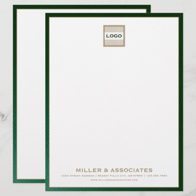 Grönt och Guld Letterhead med Anpassningsbar Logot Brevhuvud (Fram/baksida)