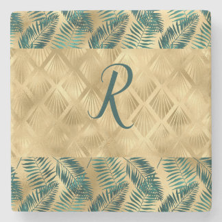 Grönt och Guld Löv Stenunderlägg