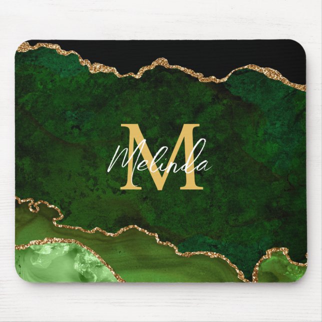 Grönt och Guld Marble Agate Musmatta (Framsidan)