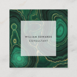 Grönt och Guld Marble Malachite Stone Square Fyrkantigt Visitkort