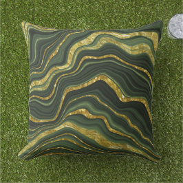 Grönt och Guld Marble Titta Mönster Kudde