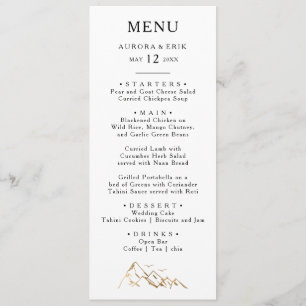 Grönt och Guld Mountain Bröllop Middag Menu Meny