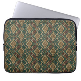 Grönt och guld Ormskinnsmönster - Djurtryck Laptop Fodral