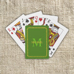Grönt och Guld Personlig Monogram och Namn Casinokort<br><div class="desc">Monogram för grönt och Guld Personlig och uppspelningskort för cyklar i Namn</div>