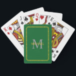 Grönt och Guld Personlig Monogram och Namn Casinokort<br><div class="desc">Monogram för grönt och Guld Personlig och uppspelningskort för cyklar i Namn</div>