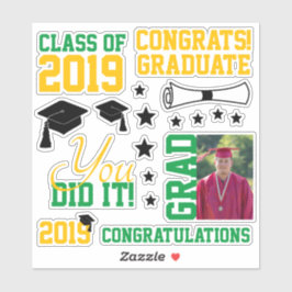 Grönt och Guld Photo Studenten Klistermärken