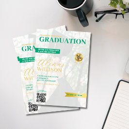 grönt och guld qr-kodfoto studenten inbjudningar