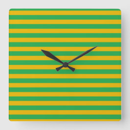 Grönt och Guld Rand Fyrkantig Klocka