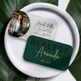 Grönt och Guld Realtor Broker Real Gods Agent Visitkort