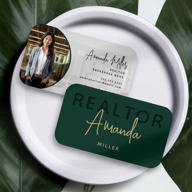 Grönt och Guld Realtor Broker Real Gods Agent Visitkort (Skapare uppladdad)