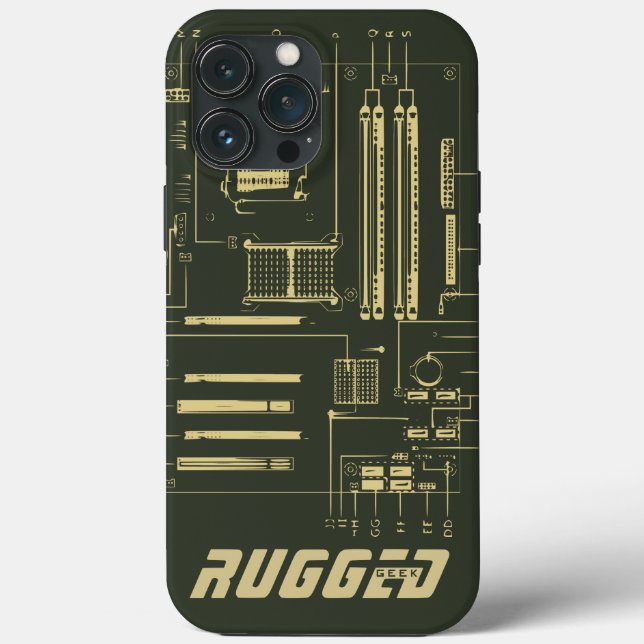 grönt och guld RUGGED GEEK Motherboard Tech (Baksida)