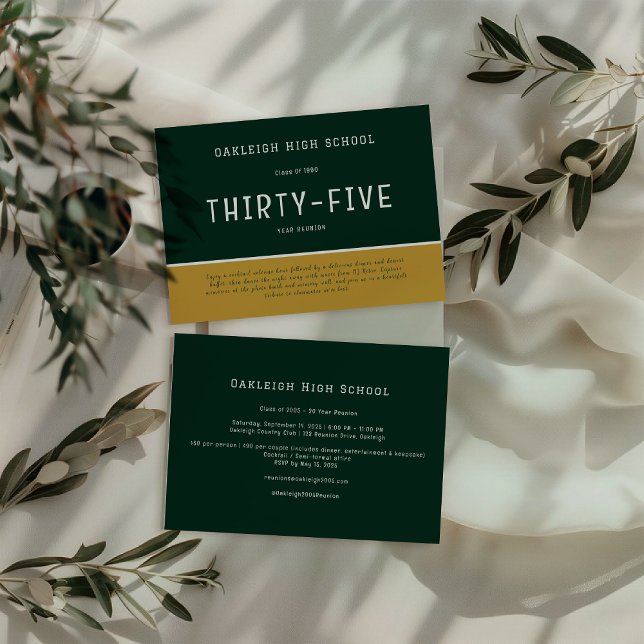 Grönt och Guld | School Reunion Alumni Party Inbjudningar (Skapare uppladdad)