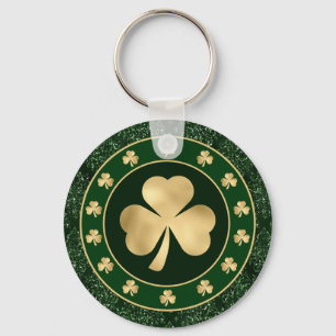Grönt och guld Shamrock-klöver St Patrick's Day Nyckelring