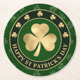 Grönt och Guld Shamrock Klöver St patrick's day Underlägg Papper Rund