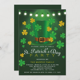 Grönt och Guld Shamrock St.Patrick's Day Party Inbjudningar