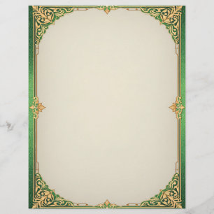Grönt och Guld Simple Art Deco Brevhuvud