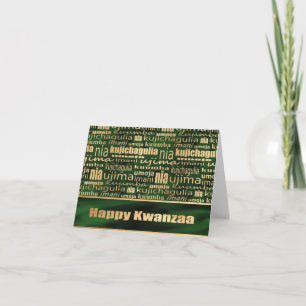 Grönt och Guld "Sju principer" Kwanzaa Kort