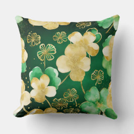 Grönt och Guld St patrick's day Shamrock Kudde