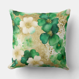 Grönt och Guld St patrick's day Shamrock Kudde