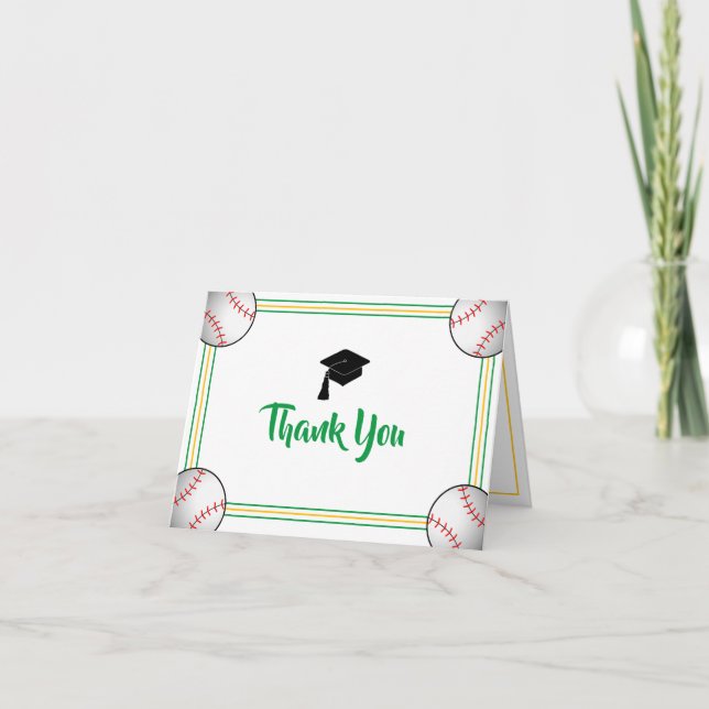 Grönt och Guld Studenten Tack Kort (Framsida)